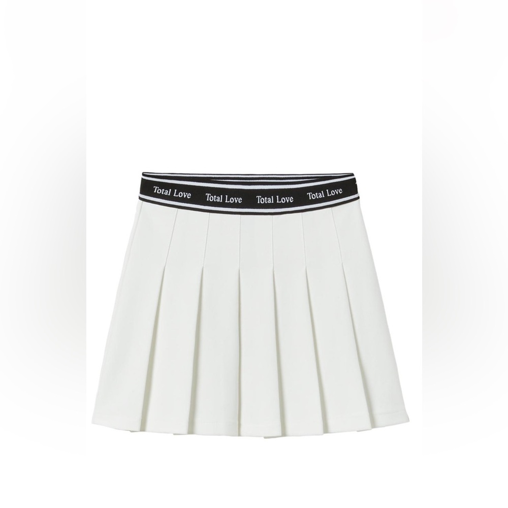 Zara White Skirt with Black Waistband